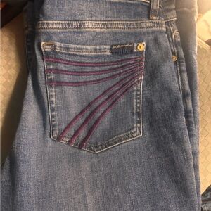 NWOT 7 for all Mankind Ladies Jeans with Purple 7 on back pockets DOJO FLARE